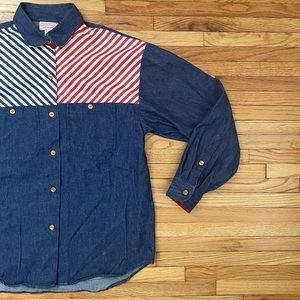 Vintage Patriotic Chambray Button-Down